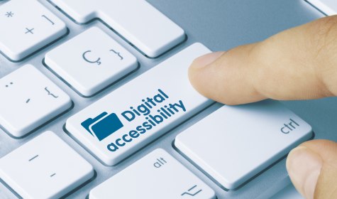 Das Bild zeigt eine Comutertastatur mit der Aufschrift &quot;Digital accessibility&quot; auf einer Taste.