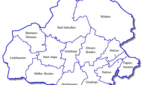 Übersicht über die Lage der Bad Salzufler Ortsteile, © Stadt Bad Salzuflen